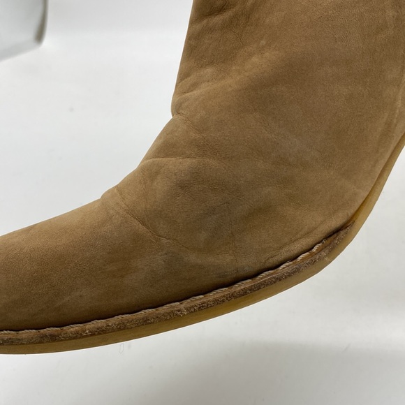 Stuart Weitzman Russell Bromley Nubuck Ankle Booties Heeled Boots Tan Womens 9 - Picture 9 of 16